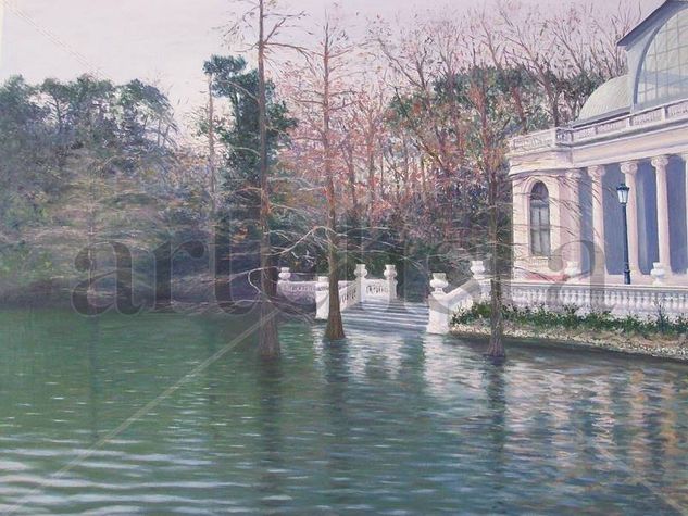 Palacio de Cristal del Retiro Óleo Lienzo Paisaje