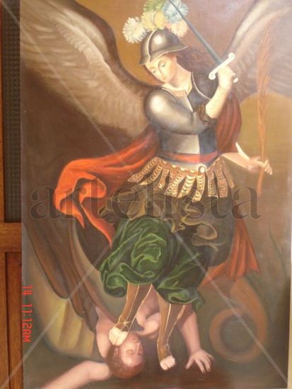 ARCANGEL SAN  MIGUEL Oil Canvas Figure Painting