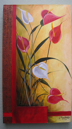 Anturios Oil Canvas Floral Painting