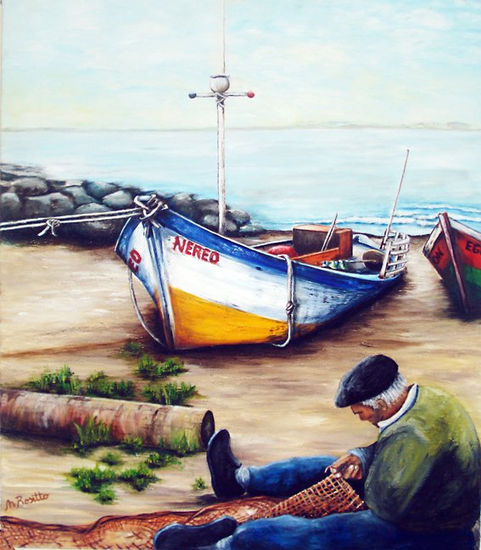 El Viejo Nereo Oil Canvas Marine Painting