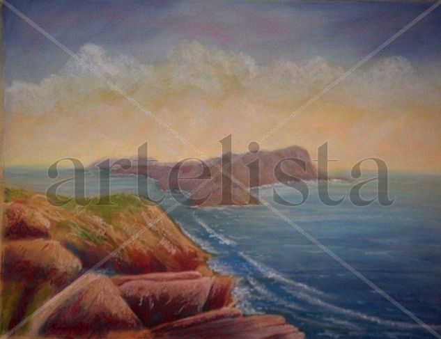 MAR Y ROCAS Pastel Paper Marine Painting