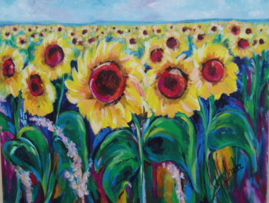 girasoles Acrylic Canvas Landscaping