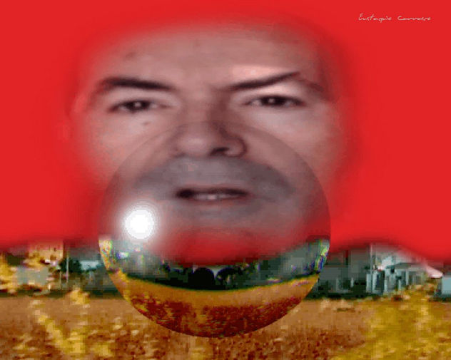 Cara, bola de cristal y paisaje, (Face, crystal ball and landscape)