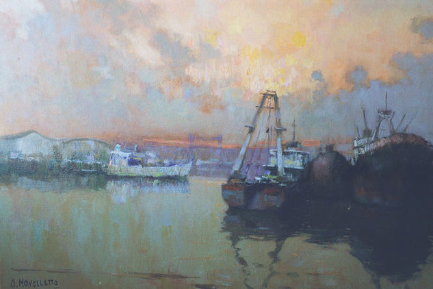 Crepuscular Oil Canvas Marine Painting