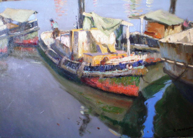 Remolcadores Oil Canvas Marine Painting