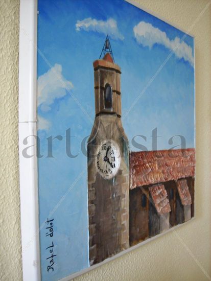 San Esteban, Olot. Reloj en funcionamiento. Acrylic Panel Landscaping