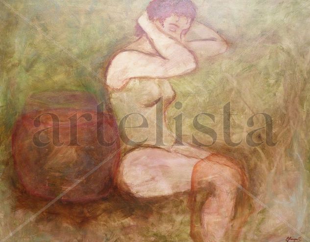 Bailarina con Cacharros Oil Canvas Figure Painting