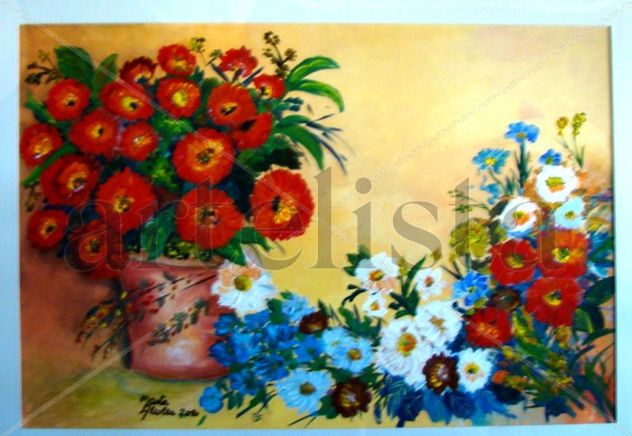 Calendulas en la mesa del jardín