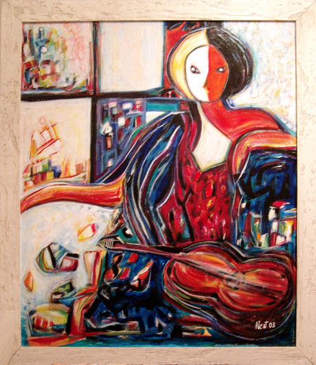 double face Acrylic Textile Figure Painting