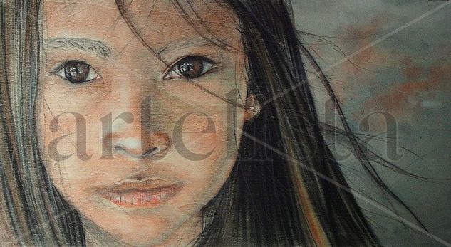 Serie Miradas Pastel Tabla Retrato