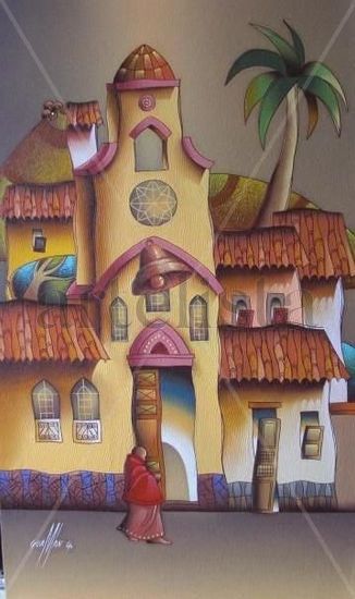 Serie "Campanarios de mi pueblo" # 1 Oil Canvas Landscaping