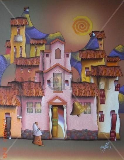 Serie "Campanarios de mi pueblo" # 4 Oil Canvas Landscaping