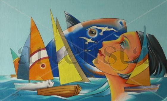 Bella de mar Oil Canvas Marine Painting