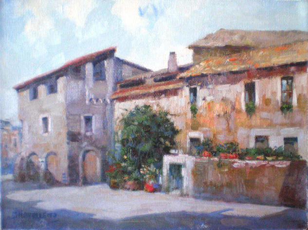 Piazza dei Mercanti Oil Canvas Landscaping