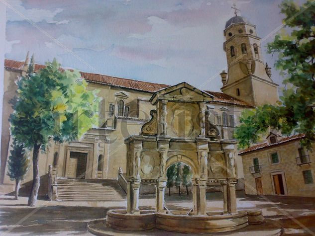 plaza de santa maria,( baeza ) Acuarela Papel Paisaje