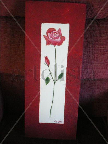 rosa roja Acrylic Canvas Floral Painting