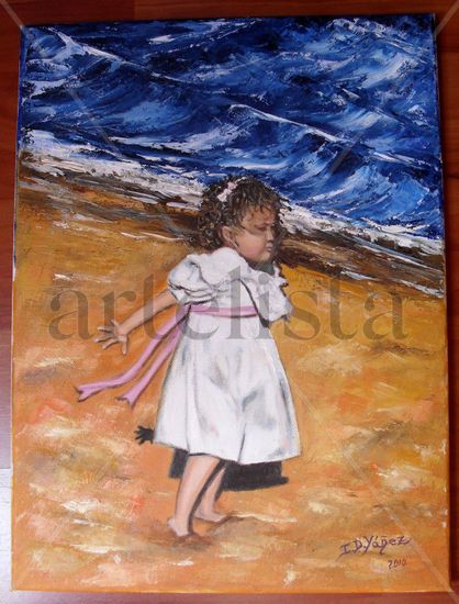 EVELYN EN LA PLAYA II Oil Canvas Figure Painting