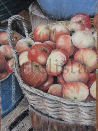 cesta de manzanas Pastel Cartulina Bodegones