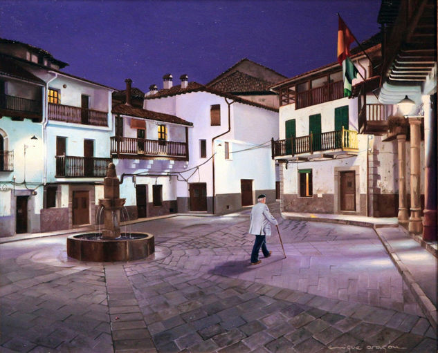 Nocturno en Valverde de la Vera Oil Canvas Landscaping