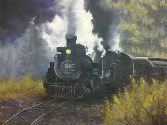 104-Tren de vapor Pastel Tabla Paisaje