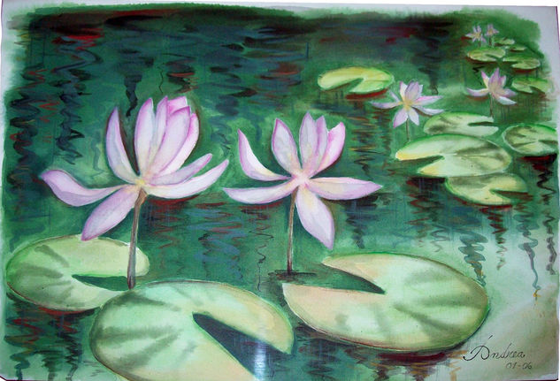 Flores en el agua Acrylic Canvas Landscaping