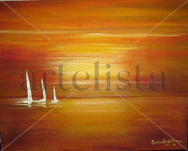 NAUTICA SOBRE NARANJA Acrylic Canvas Marine Painting