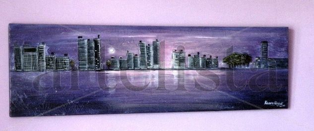 CIUDAD EN VIOLACEO Oil Canvas Landscaping