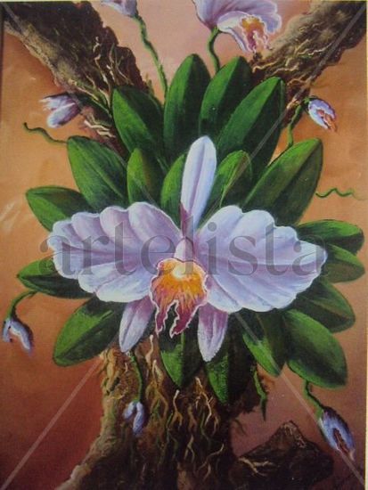 orquidea Acrylic Canvas Floral Painting