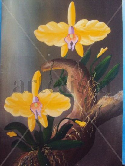 orquidea Acrylic Canvas Floral Painting