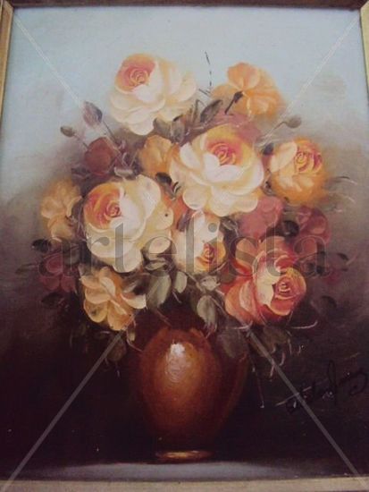 rosas Acrylic Canvas Floral Painting