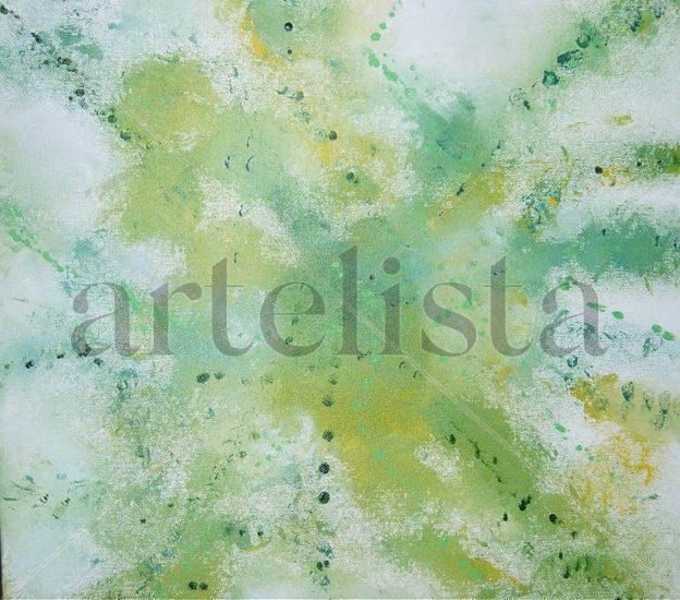 arbustos en verde Acrylic Canvas Floral Painting