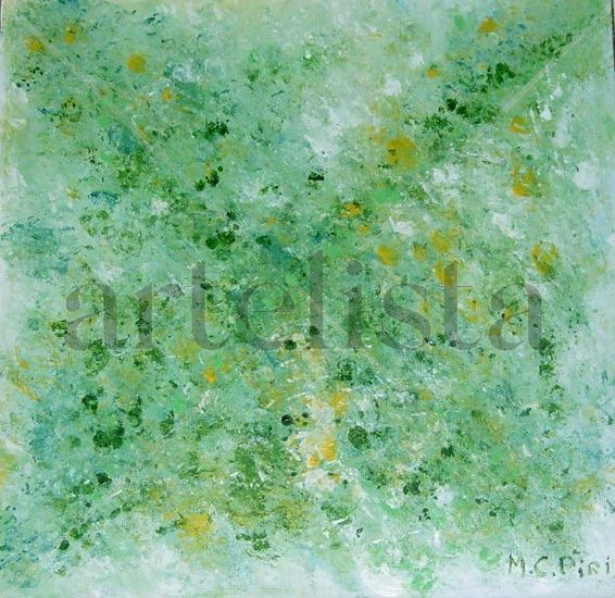 arbustos en verde Acrylic Canvas Floral Painting