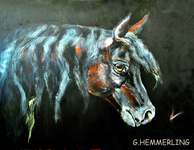 Caballo de fondo oscuro Oil Canvas Animals