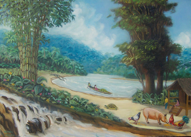 cantos de la selva Oil Canvas Landscaping