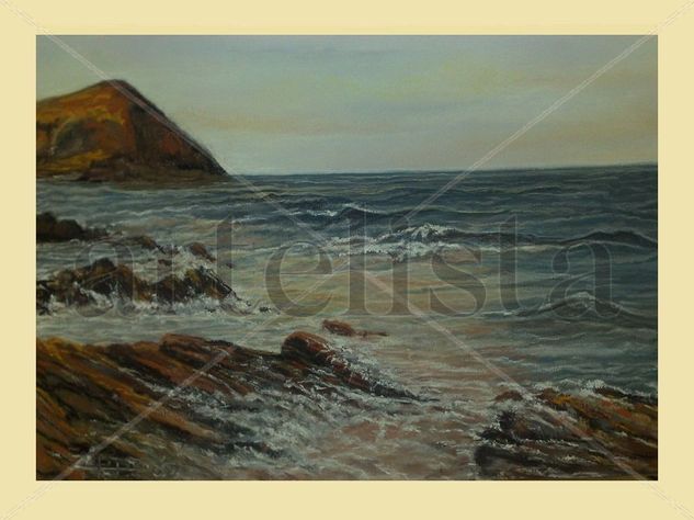 Atardecer en la costa Pastel Paper Marine Painting