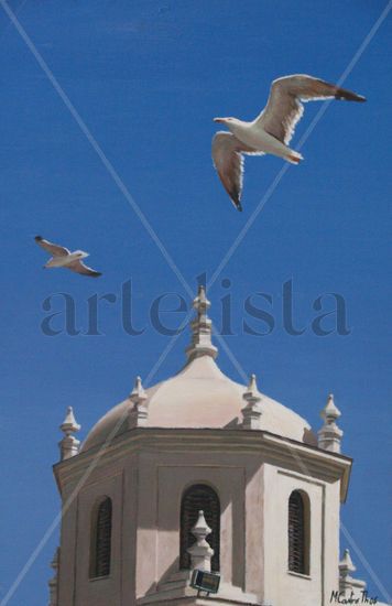 GAVIOTAS EN BALNEARIO DE LA PALMA Oil Panel Landscaping