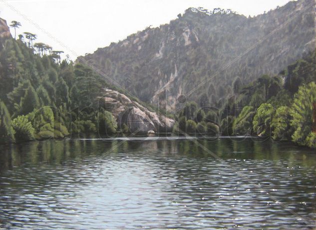 Pantano de Aguas Negras, Cazorla. Óleo Lienzo Paisaje