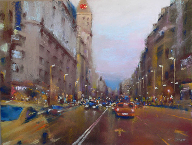 "Gran Vía III" Pastel Papel Paisaje