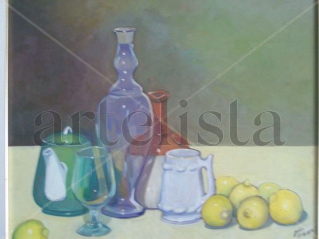 Bodegón con Jarra Oil Panel Still Life Paintings