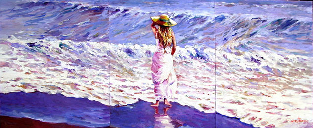 MUJER SOLITARIA (TRÍPTICO) Oil Canvas Marine Painting