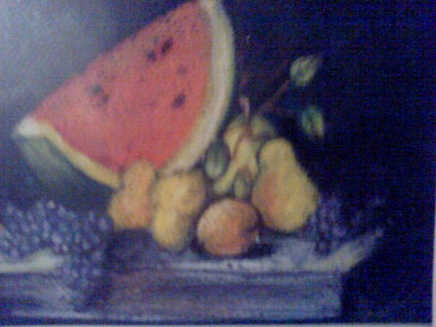 Frutas a oscura Pencil (coloured) Paper Still Life Paintings