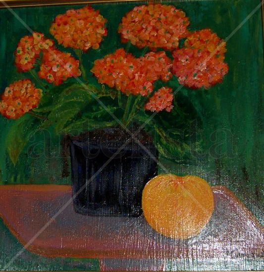 Geraneo y manzana Acrylic Panel Floral Painting