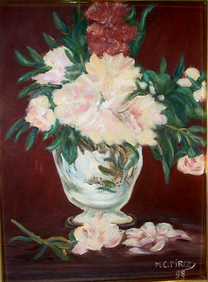 Jarrón con flores Oil Canvas Floral Painting