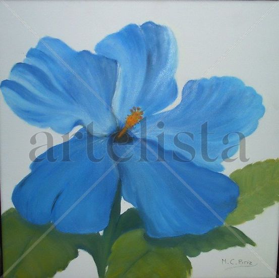 Flor azul Oil Canvas Floral Painting