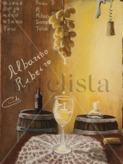 Ofrenda de vino Pastel Card Still Life Paintings