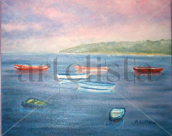 Barquita de San Vicente Oil Canvas Marine Painting