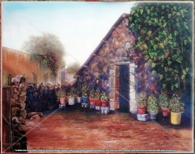 Ùltima casa de dos aguas, testigo fiel de mi pasado. Oil Canvas Landscaping