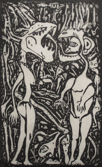 Conversación entre serpientes, (Conversation between snakes) Etching Process