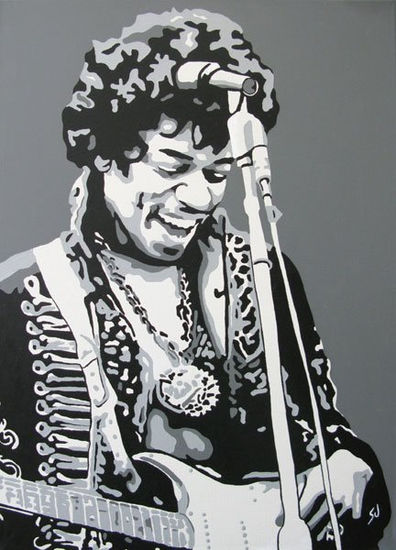 jimmy Hendrix Acrylic Canvas Figure Painting