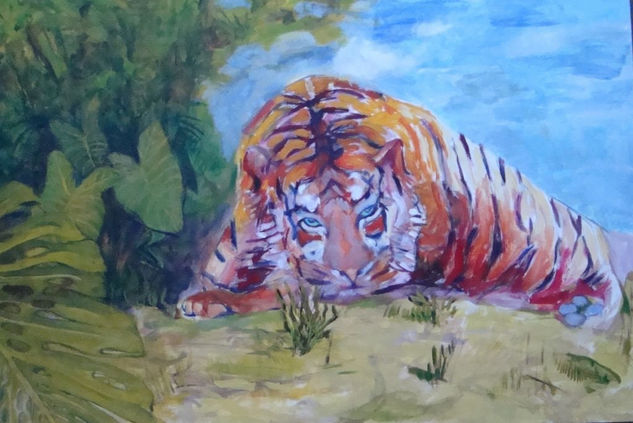 tigre en su selvita Oil Canvas Animals